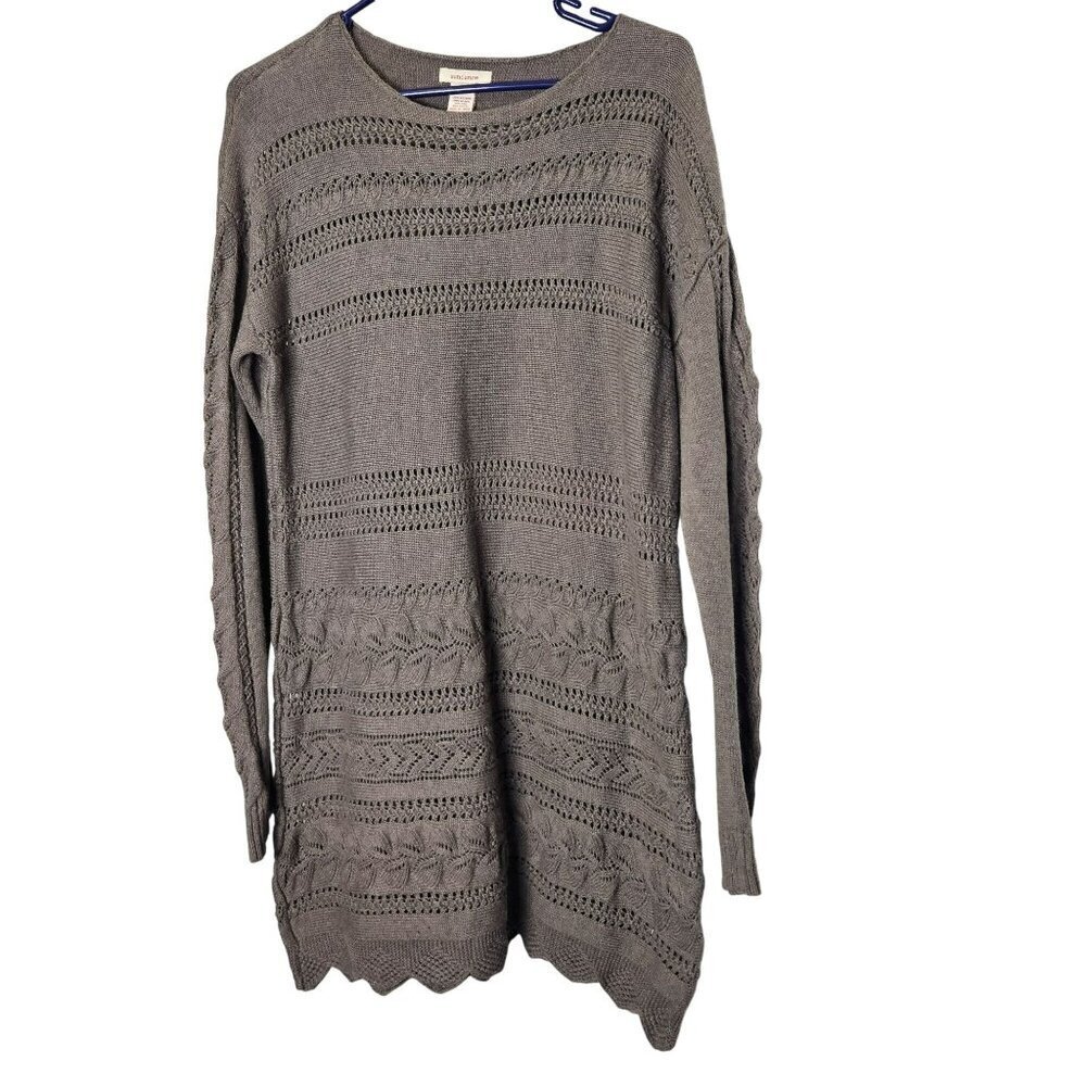Sundance Womens Cable Open Knit Brown Sweater Dress Silk Blend Unlined M - Picture 1 of 10